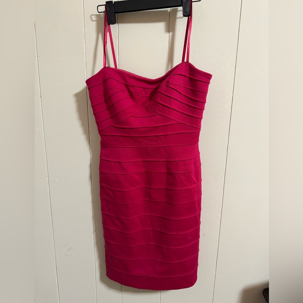 BCBG MaxAzria hot pink stretch sexy bandage dress size 6 Barbie club